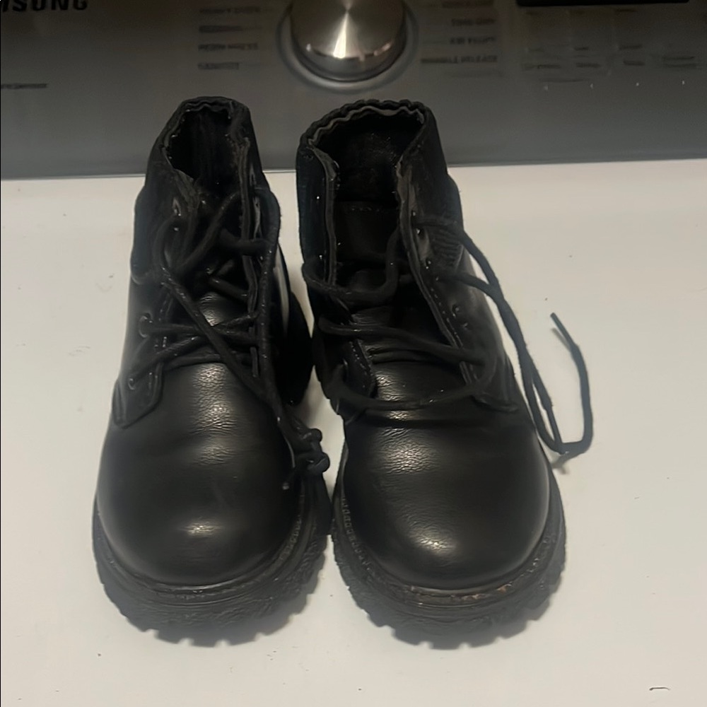 Kids Black Leather Boots